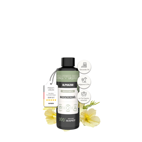 Evening primrose oil for dogs Nachtkerzenöl für Hunde - natürliche Pflege von innen für Fell & Haut