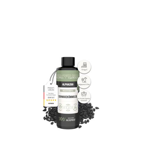 Premium black cumin oil for dogs I real black cumin cold pressed Premium Schwarzkümmelöl für Hunde – kaltgepresst, reich an Fettsäuren