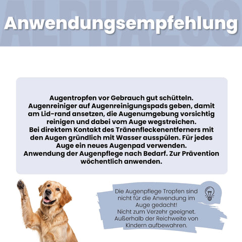 Durchblick Augenpflege fĂŒr Hunde 100 ml Durchblick Augenpflege fĂŒr Hunde 100 ml mit Kamille, Aloe Vera und Mandelöl