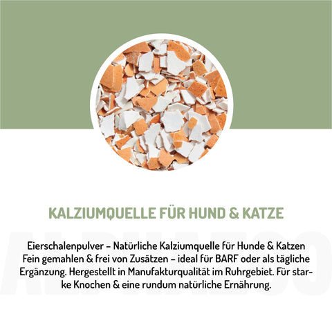 Eggshell powder for dogs & cats I Calcium from eggshells Eierschalenpulver Hund & Katze – Natürliche Kalziumquelle für Knochen & Zähne