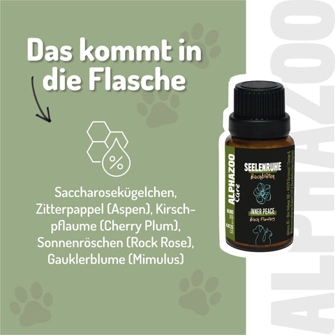 Peace of mind Bach flowers 15g for dogs & cats I relaxation globules pastilles Seelenruhe BachblĂŒten 15 g, sanfte Entspannung fĂŒr Hunde und Katzen als Globuli