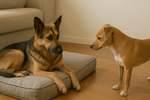 Zwei Hunde im Wohnzimmer