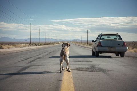 Hund steht auf Asphalt - Schutz der Pfoten bei Hitze im Sommer