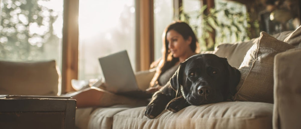 Hund liegt auf Couch
