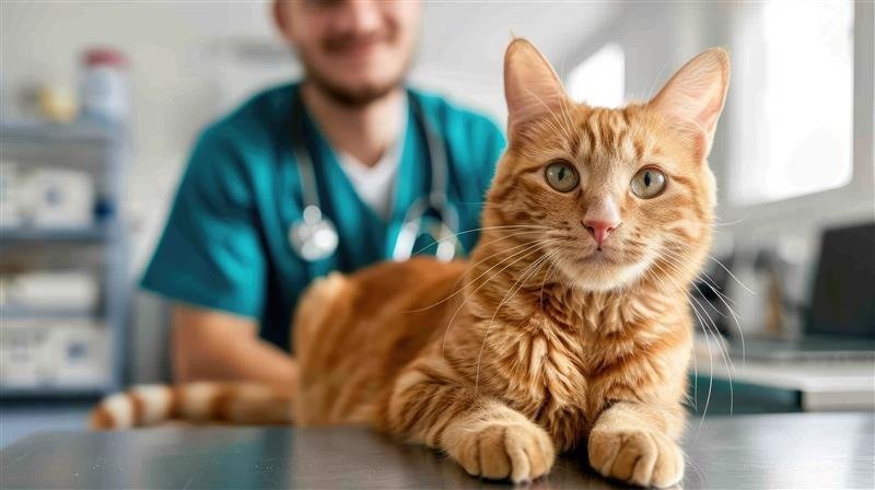 Katze beim Tierarzt. Stress beim Tierarztbesuch vermeiden