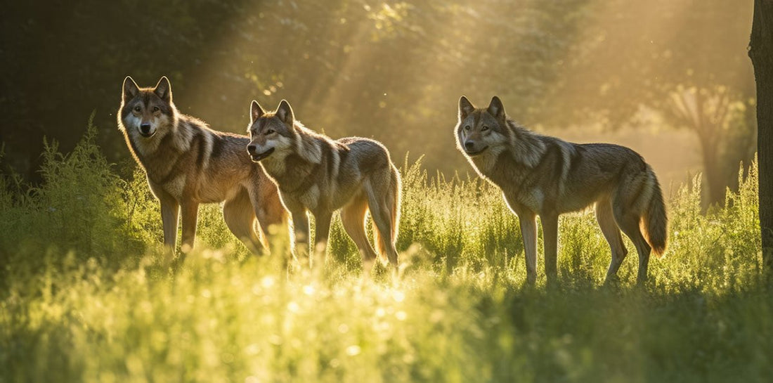 Drei Wolfe auf dem Feld - Verhalten, Ernährung und Fortpflanzung der Wolfe