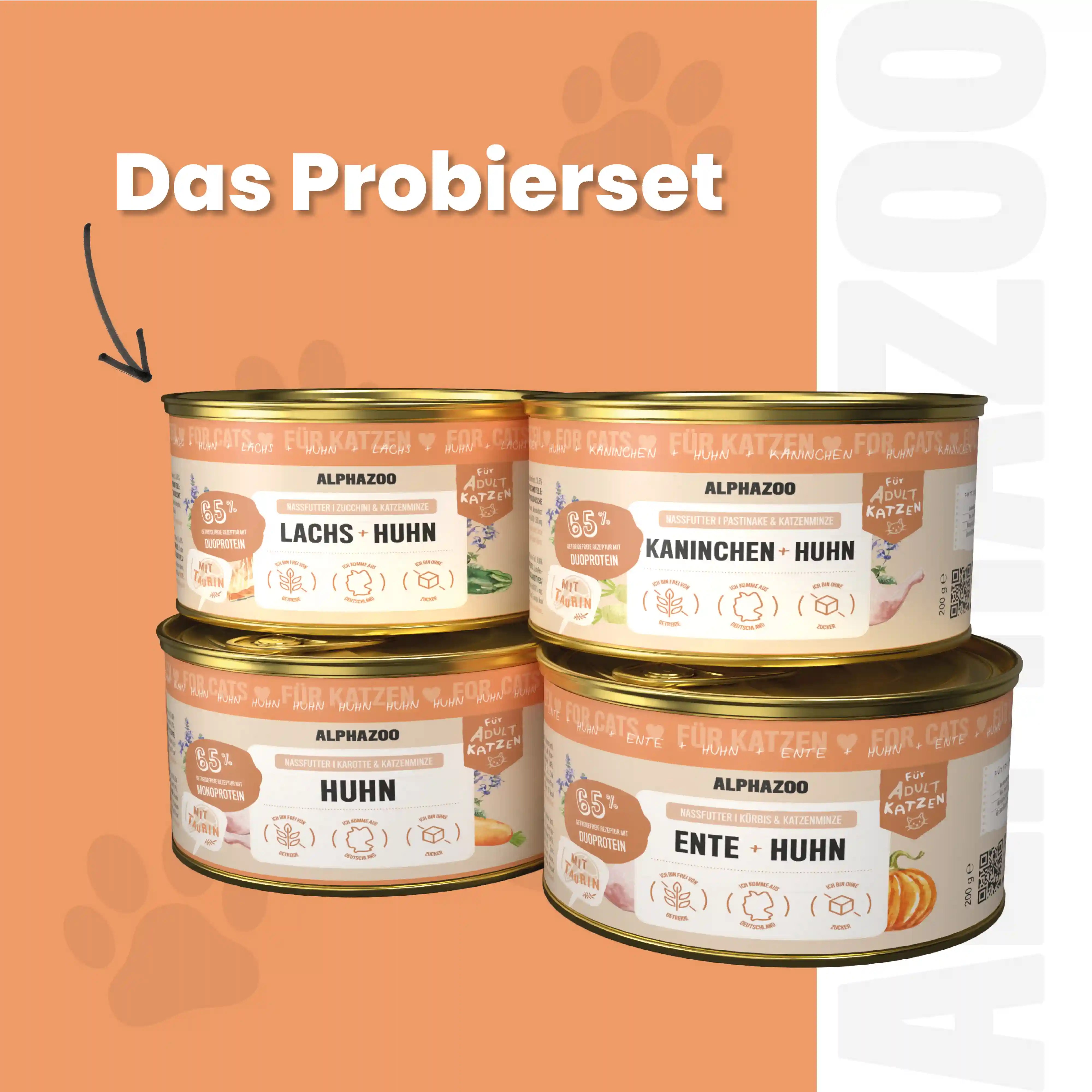 Probierschmaus Katze alphazoo Probierschmaus Nassfutter für Katzen - 4 leckere Sorten