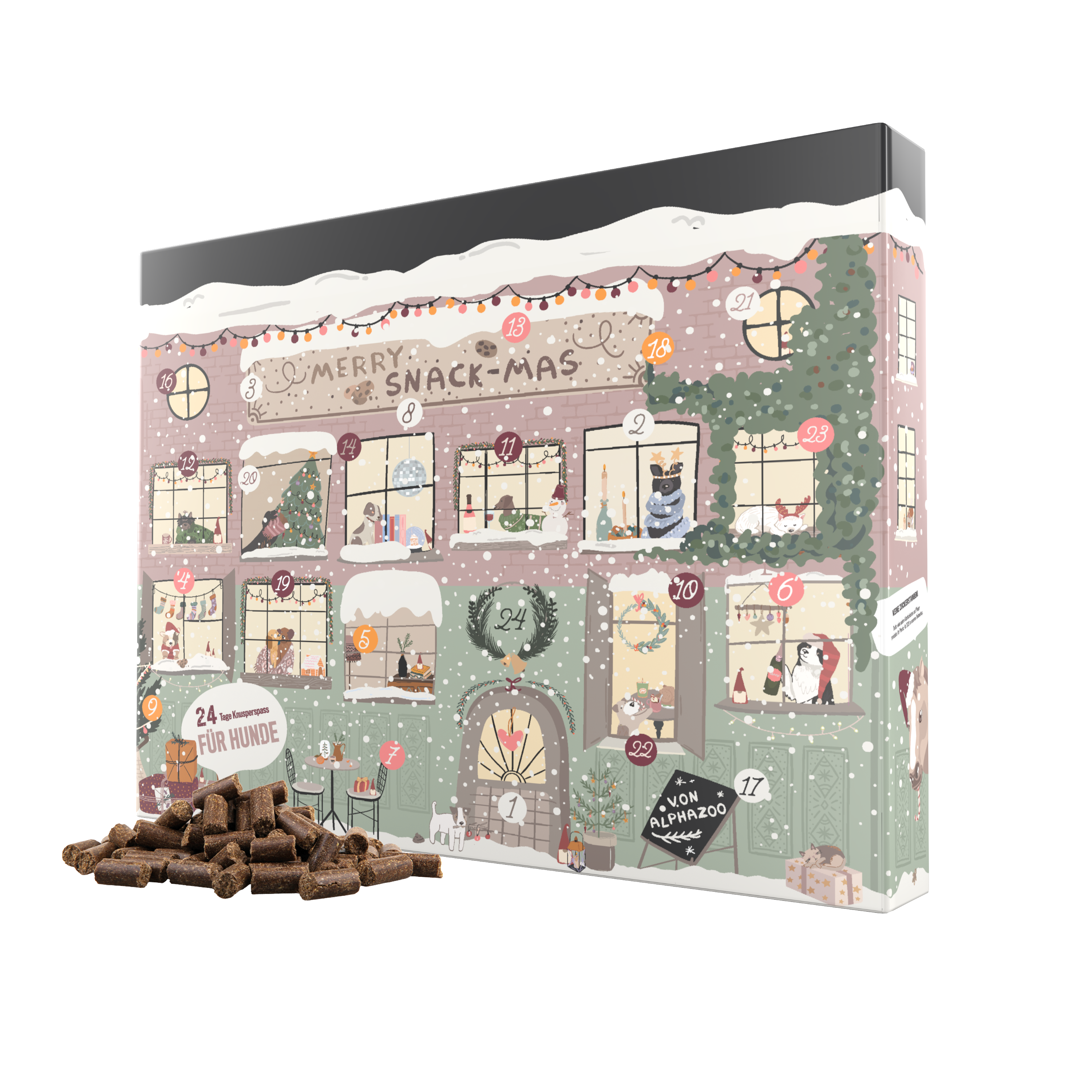 Alphazoo Adventskalender 2025 für Hunde Alphazoo Adventskalender 2025 für Hunde - 24 hochwertige Snacks, gesunde Leckerlis, ideales Weihnachtsgeschenk für Hundebesitzer