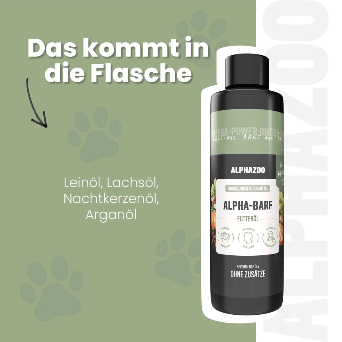 
                      Alpha-Barf Futteröl für Hunde Alpha-Barf Futteröl für Hunde aus hochwertigen Rohstoffen
                      