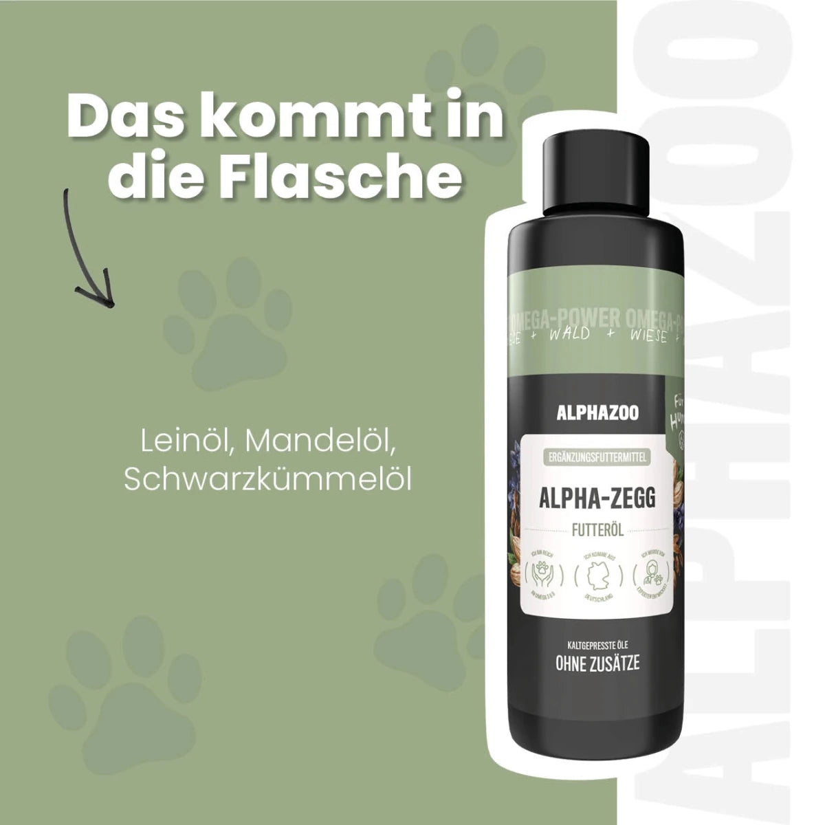 
                      Alpha-Zegg Futteröl für Hunde Alpha-Zegg Futteröl für Hunde: Für Haut, Fell & mehr Vitalität
                      