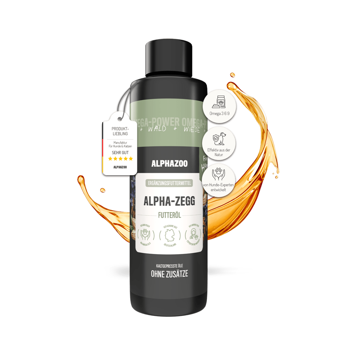 Alpha-Zegg Futteröl für Hunde Alpha-Zegg Futteröl für Hunde: Für Haut, Fell & mehr Vitalität