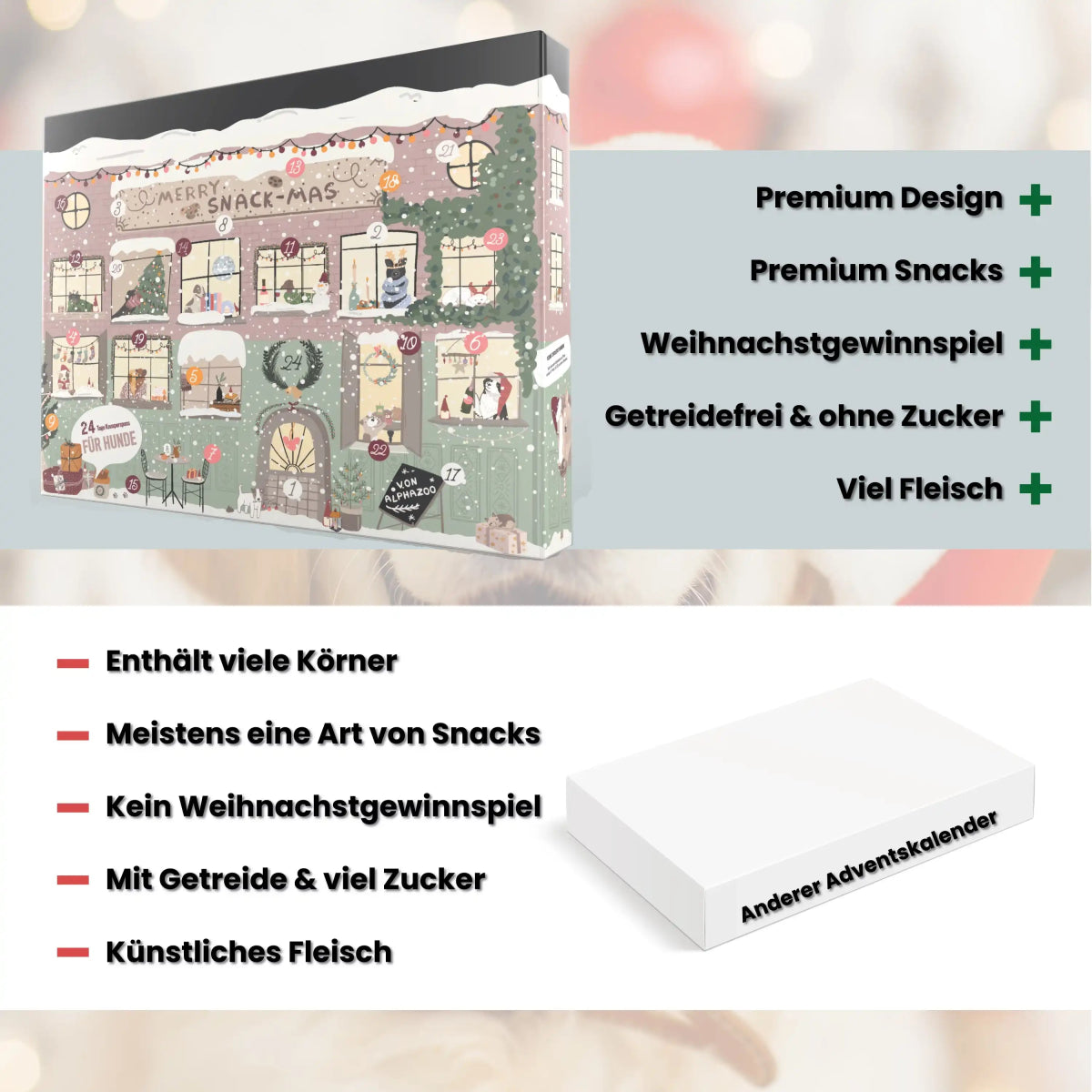 Alphazoo Adventskalender 2025 für Hunde Alphazoo Adventskalender 2025 für Hunde - 24 hochwertige Snacks, gesunde Leckerlis, ideales Weihnachtsgeschenk für Hundebesitzer