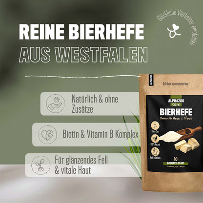 Bierhefe Pulver für Hunde & Katzen I Reine Hefe I Vitamin B Komplex