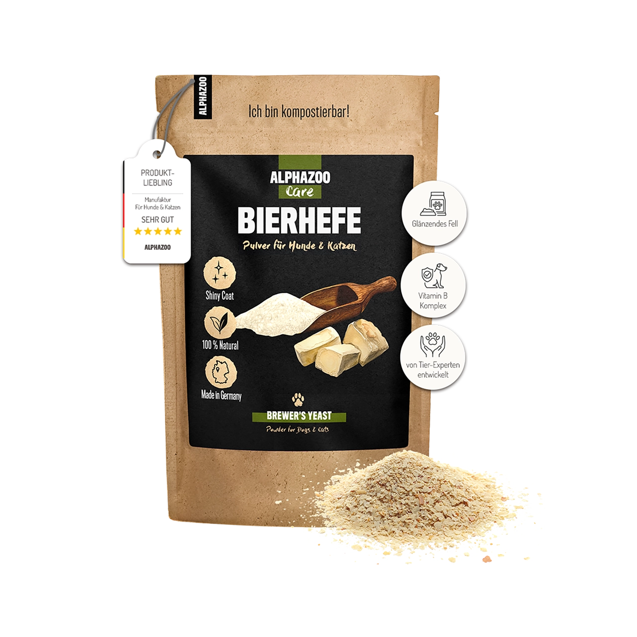 
                    Bierhefe Pulver Bierhefe für Hunde & Katzen – Biotin & Vitamin B-Komplex
                    