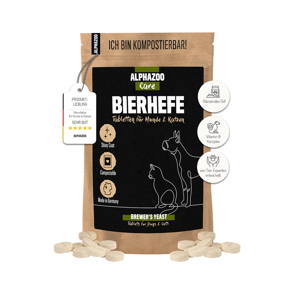 
                      Brewer's yeast tablets for dogs & cats I shiny fur & vital skin Brewer's yeast tablets – Biotin & B vitamins for dogs & cats
                      