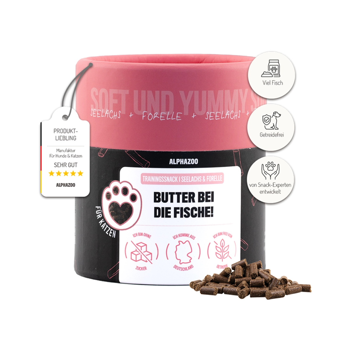 Butter Bei Die Fische! 65 g Butter bei die Fische – Soft-Snack mit Lachs & Forelle für Katzen