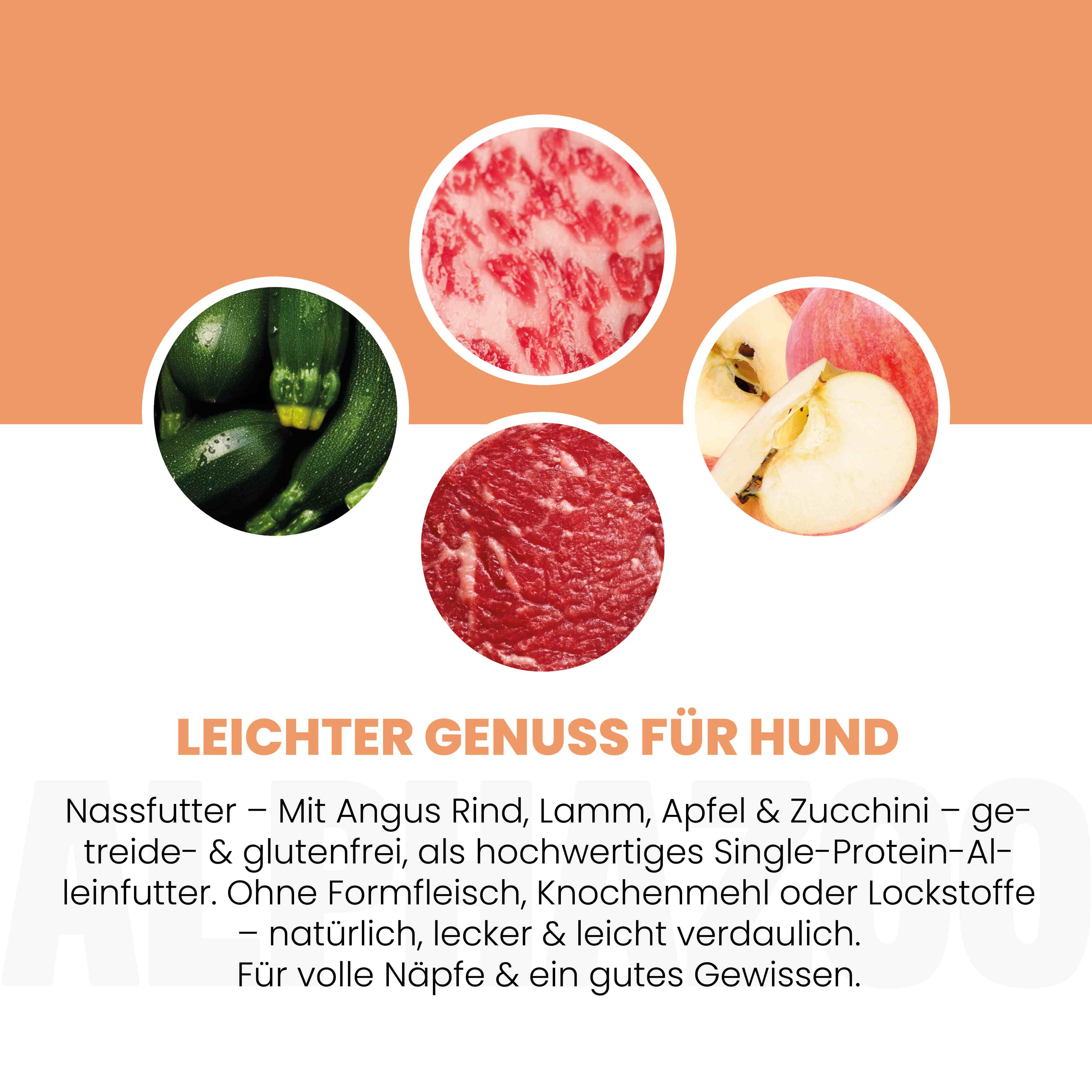 Angus Rind + Lamm Nassfutter für Adult Hunde alphazoo Nassfutter mit Angus Rind + Lamm - Duoprotein für Hunde