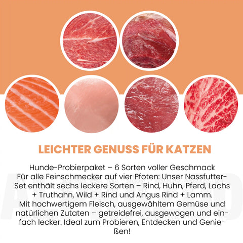 Tasting feast wet food 6 x 400g for dogs I beef, chicken & horse trial package Sample pack 6 x 400g – Monoprotein beef, chicken & horse, grain-free & sugar-free