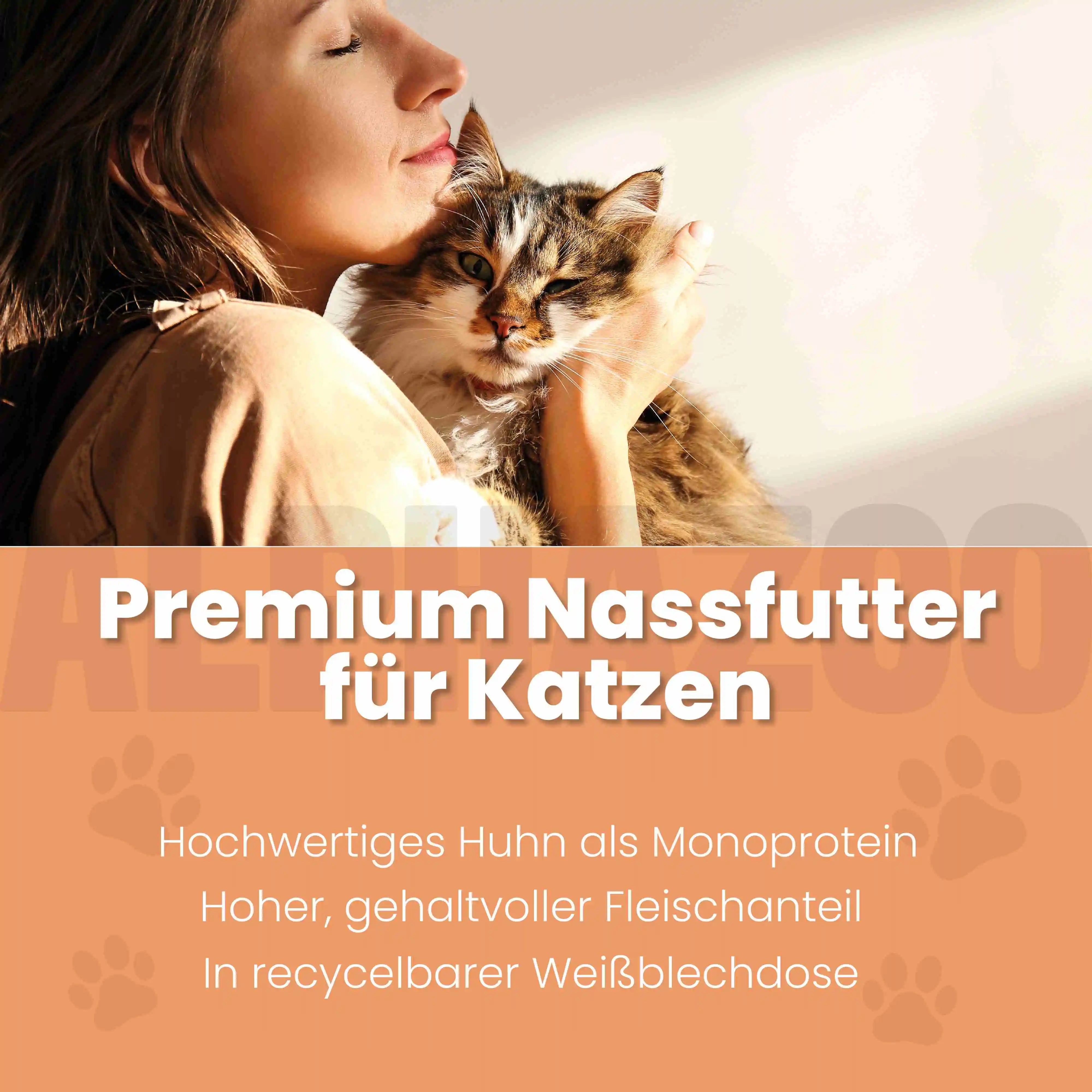 Monoprotein Huhn Nassfutter für Katze alphazoo Monoprotein Huhn mit Lachsöl - Nassfutter für Katzen