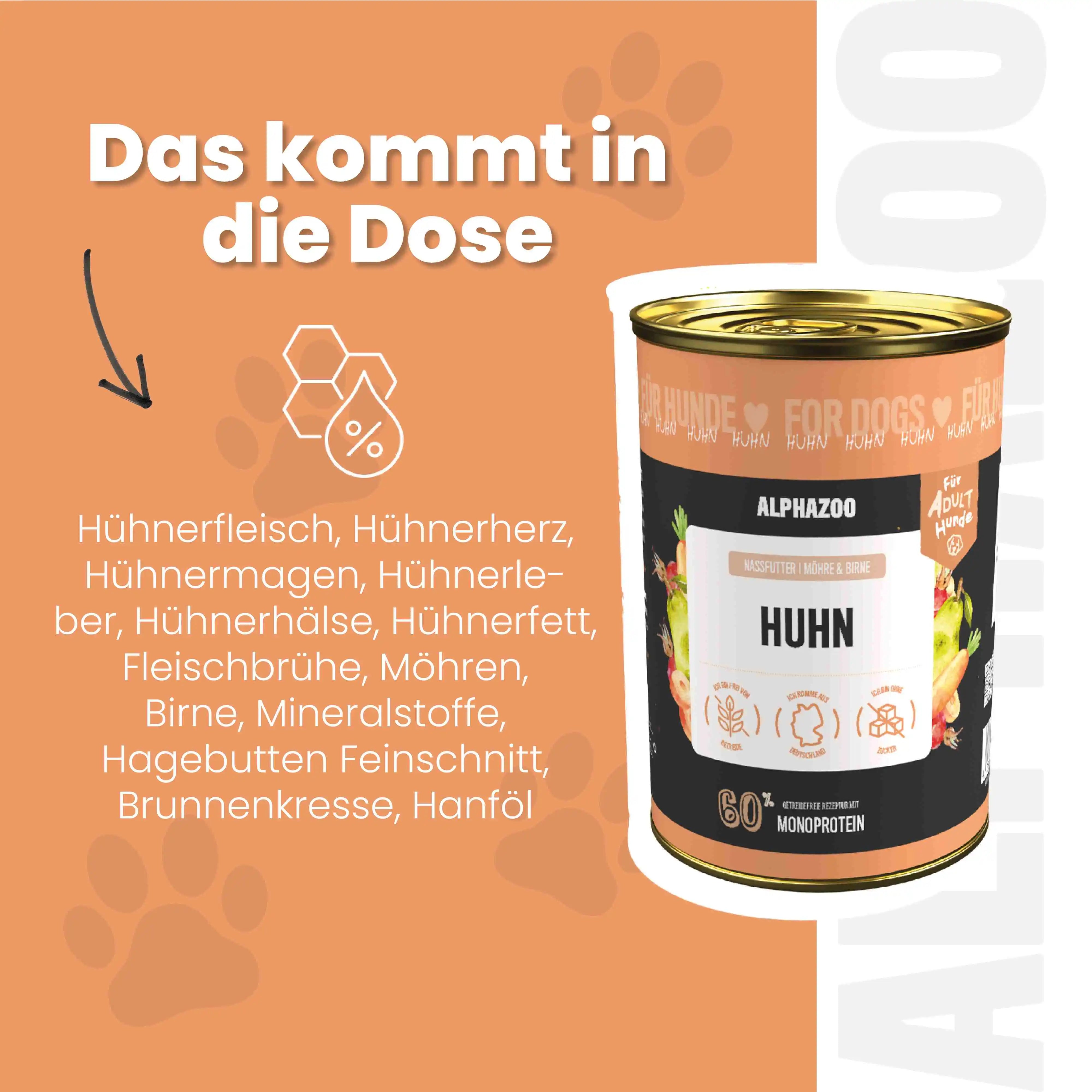 Monoprotein Huhn Nassfutter für Hunde
