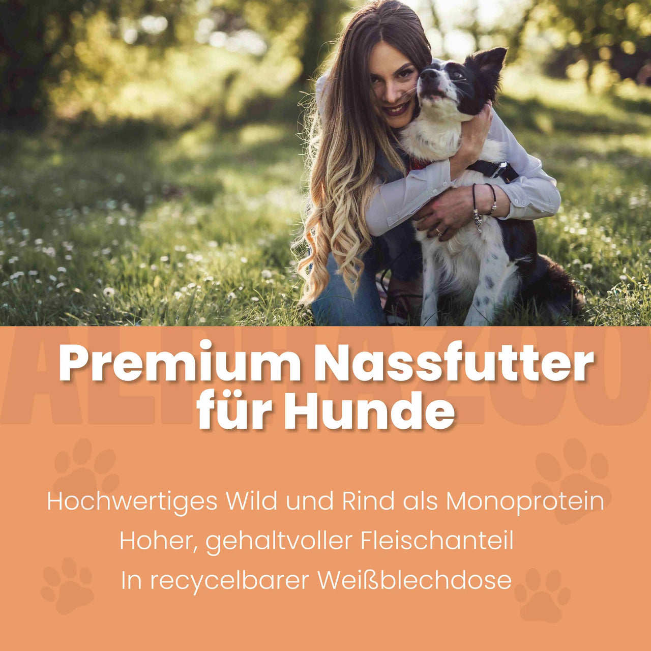
                      Wild + Rind Nassfutter für Adult Hunde alphazoo Nassfutter Wild + Rind - Hundefutter ohne Getreide
                      