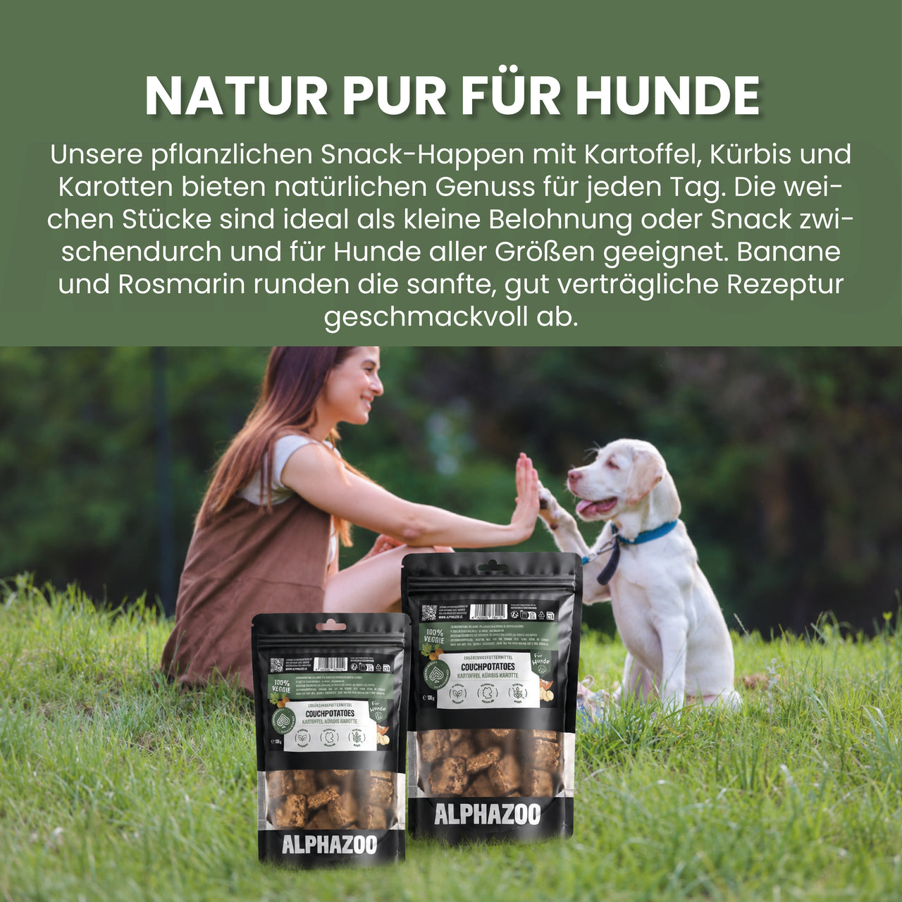 
                      Couchpotatoes Couchpotatoes - vegetarischer Snack für Hunde | alphazoo
                      