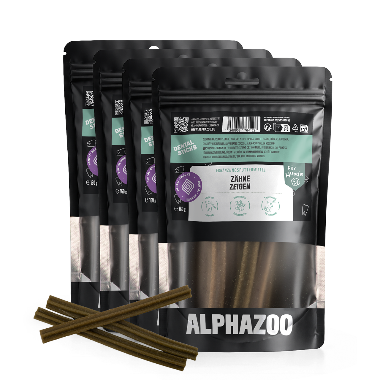 
                    Zähne Zeigen Dentalstick Zahnpflege-Snack für Hunde - Zähne Zeigen | alphazoo
                    
