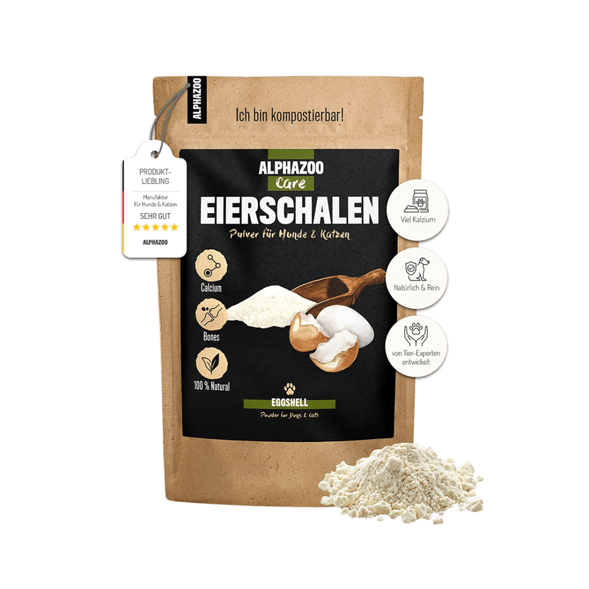 
                    Eierschalenpulver Eierschalenpulver Hund & Katze – Natürliche Kalziumquelle für Knochen & Zähne
                    