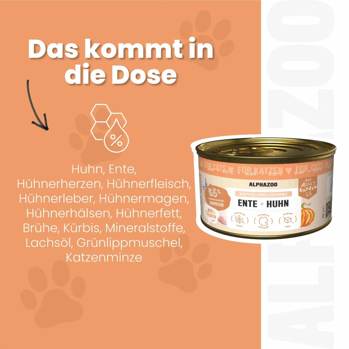 
                      Ente + Huhn Nassfutter für Katze alphazoo Nassfutter mit Ente + Huhn - Duoprotein für Katzen
                      