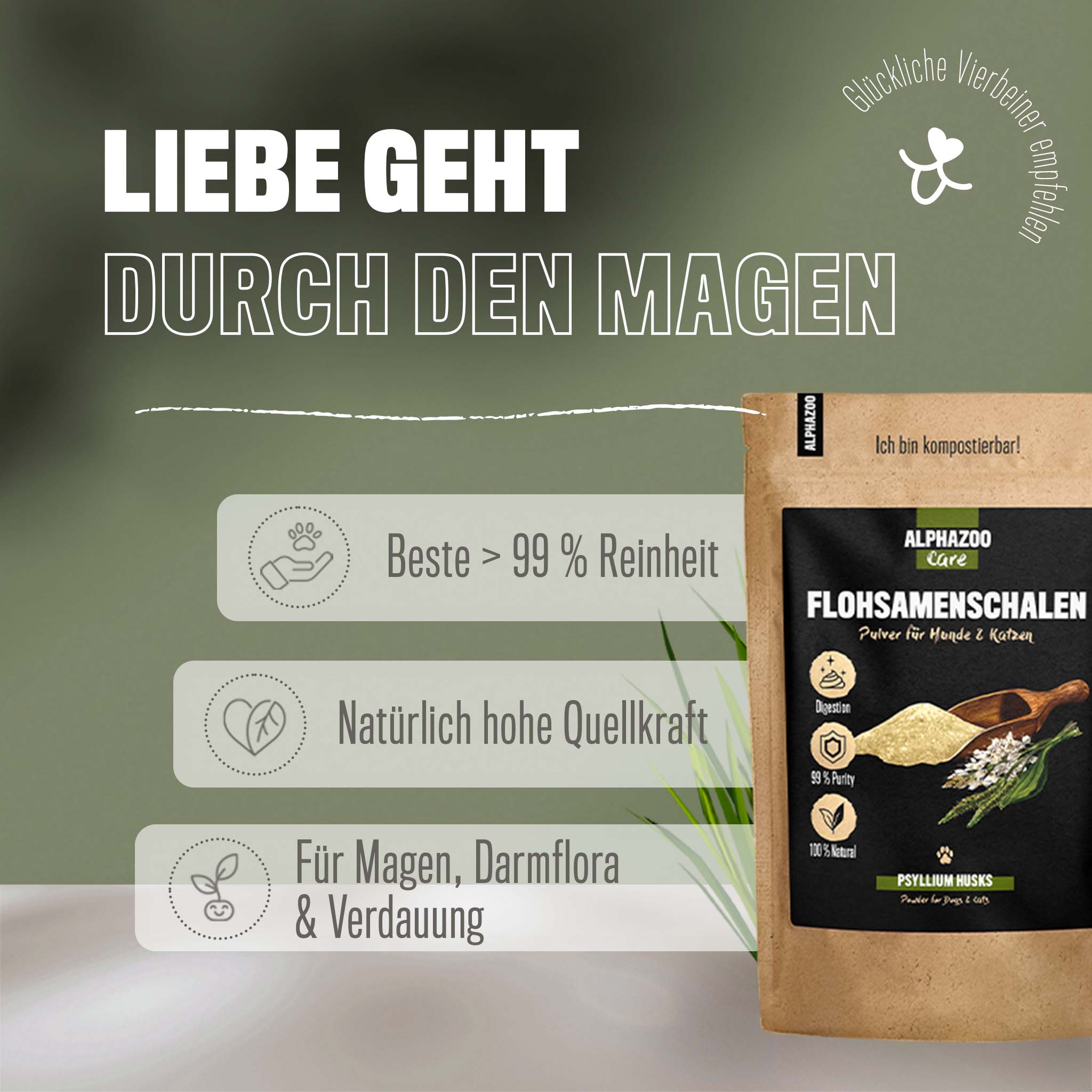 Flohsamenschalen gemahlen für Hunde & Katzen I Indische Psyllium Husks