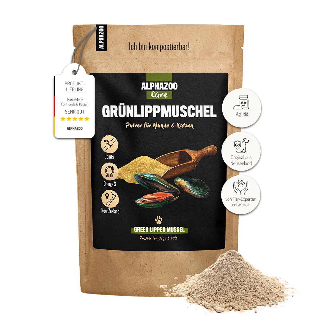 Green-lipped mussel powder for dogs & cats I full-fat green-lipped mussel Green-lipped mussel – joint powder to support mobility