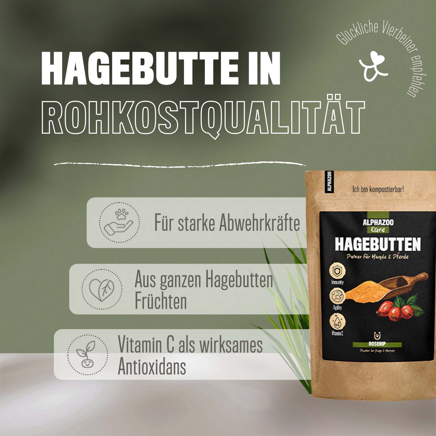 Hagebuttenpulver für Hunde & Katzen I Vitamin C aus der Hagebutte