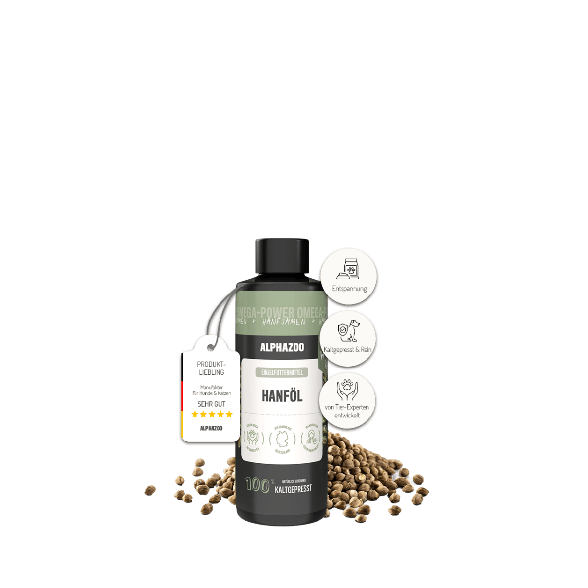 Hanföl für Hunde Hanföl für Hunde – harmonische Ergänzung beim Barfen. 100 % naturbelassen & reich an Omega-3, -6 & -9 Fettsäuren. 