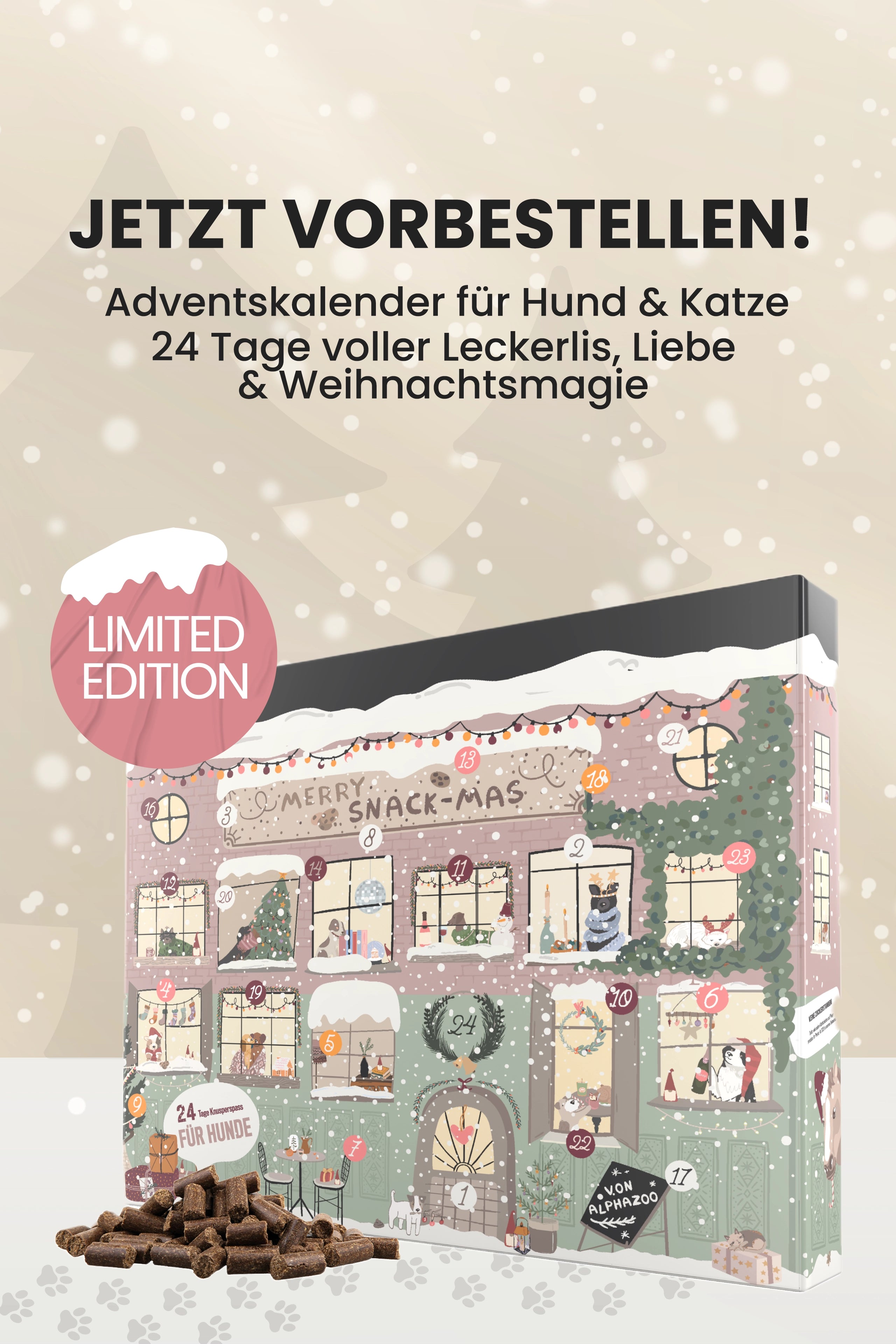 Adventskalender Alphazoo Hund und Katze 2025 Gtreidefrei, Zuckerfrei