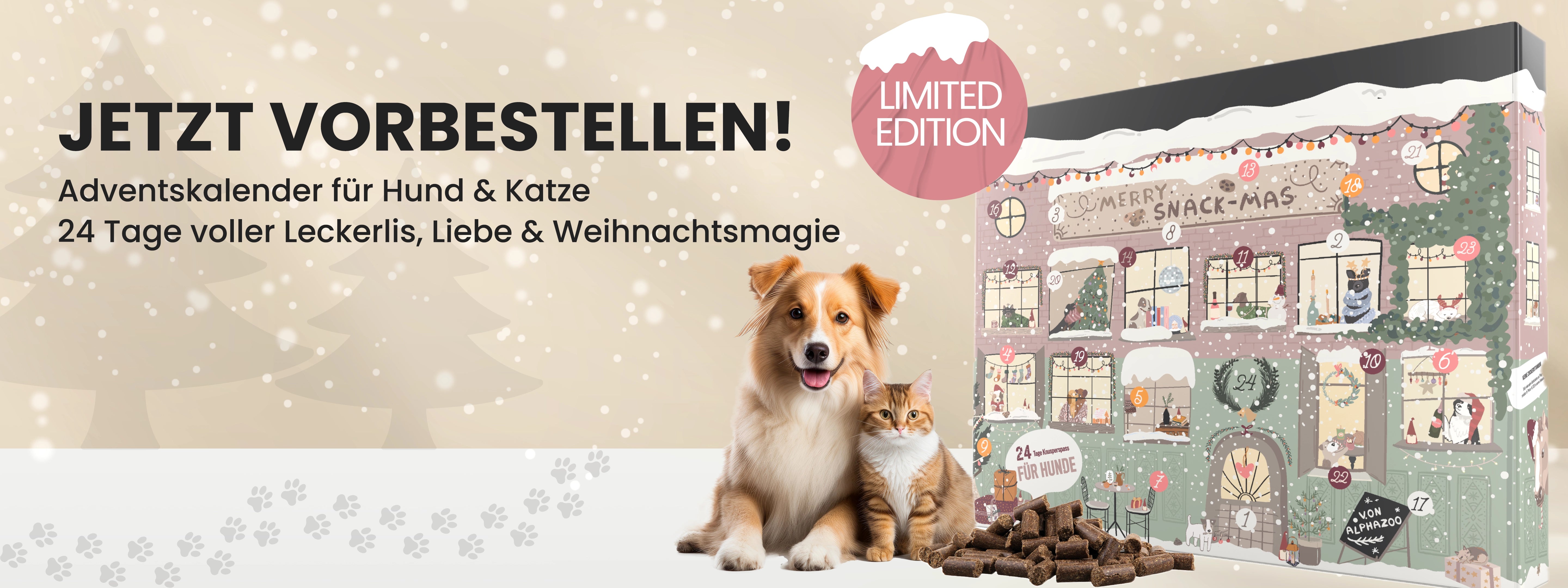 Adventskalender Alphazoo Hund und Katze 2025 Gtreidefrei, Zuckerfrei_Startseite