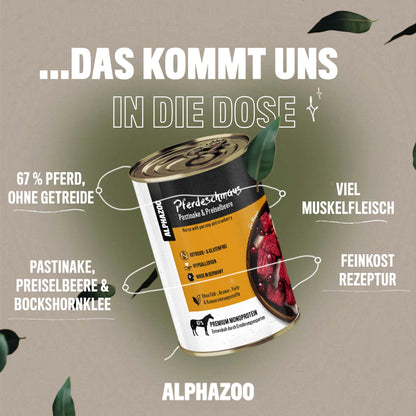 Pferdeschmaus Nassfutter 6 x 400g für Hunde I Hypoallergenes Hundefutter