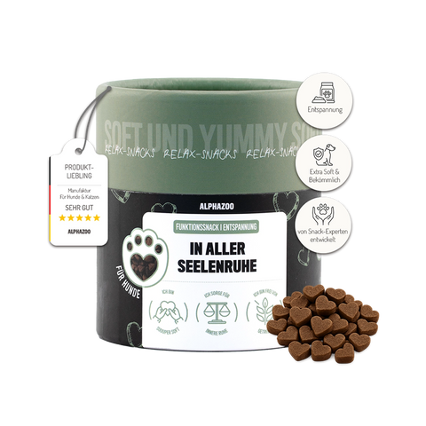 In All Peace of Mind 60 g In complete tranquility – a relaxed dog snack with valerian, lemon balm & ashwagandha.