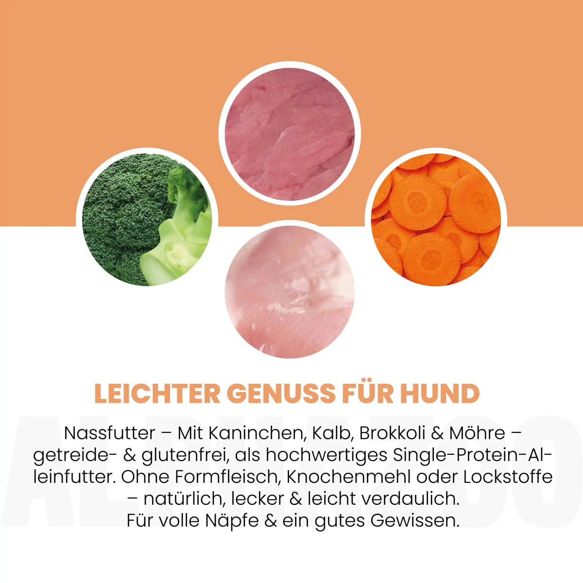 Kaninchen + Kalb Nassfutter für Senior Hunde alphazoo Nassfutter mit Kaninchen + Kalb für ältere Hunde