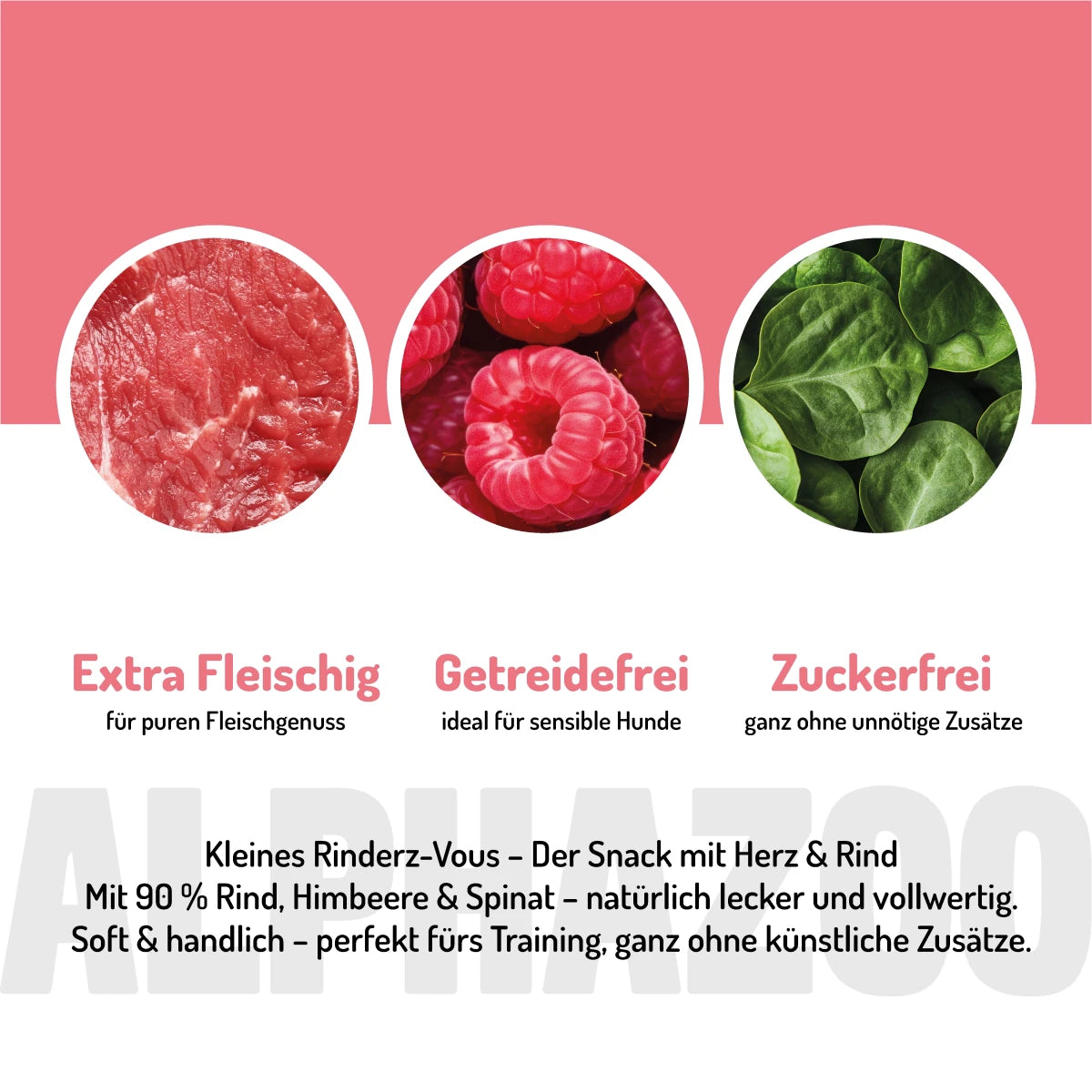 Kleines Rinderz-Vous Kleines Rinderz-vous – Hundesnack mit 90 % Rind, Himbeere & Spinat.