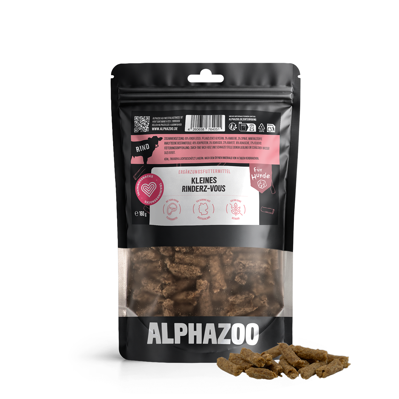 Kleines Rinderz-Vous Kleines Rinderz-vous – Softsnack für Hunde mit Rindfleisch