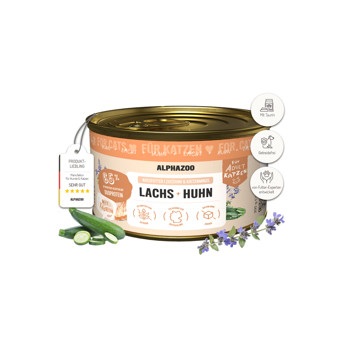 Lachs + Huhn Nassfutter für Katze alphazoo Nassfutter Lachs + Huhn - Duoprotein für Katzen