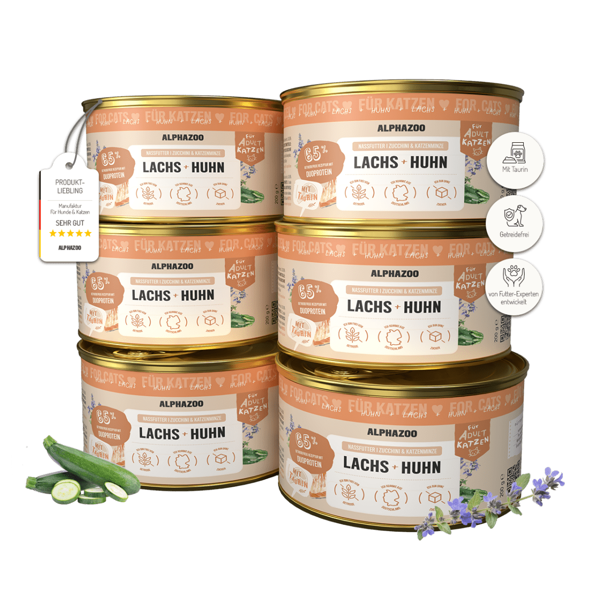 Lachs + Huhn Nassfutter für Katze alphazoo Nassfutter Lachs + Huhn - Duoprotein für Katzen