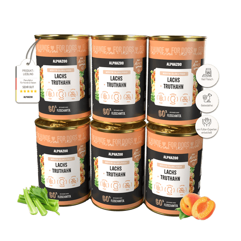 Lachs + Truthahn Nassfutter für Adult Hunde alphazoo Nassfutter Lachs + Truthahn - Hundefutter ohne Getreide