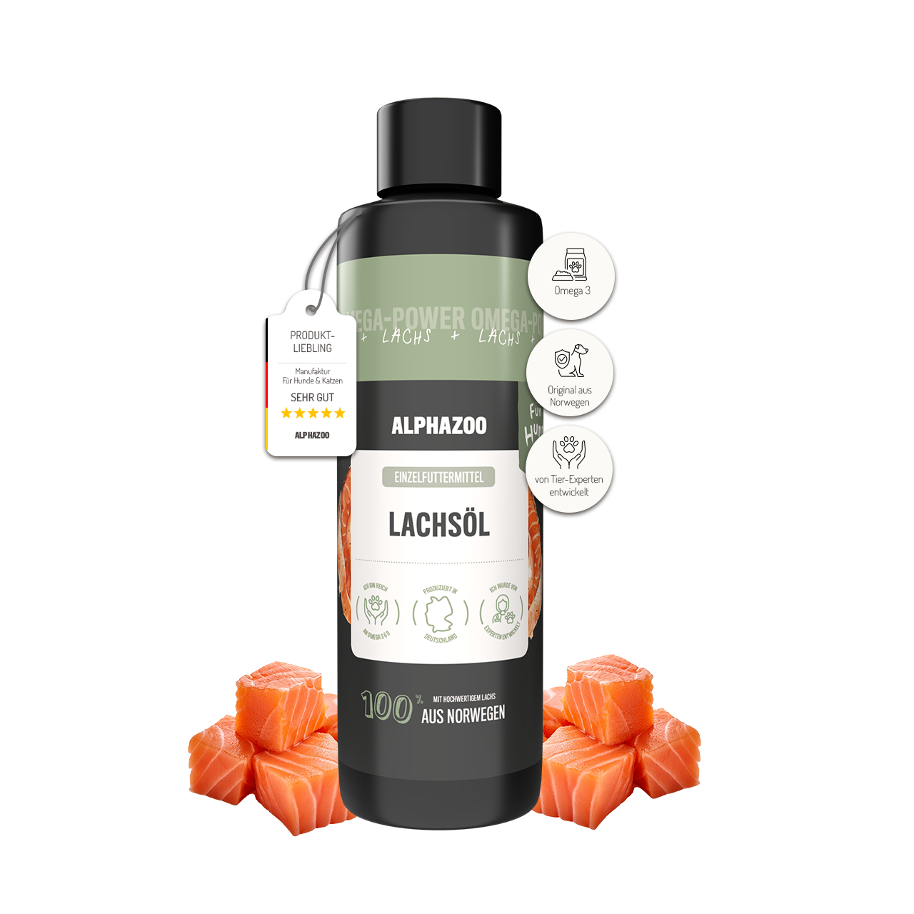 
                    Lachsöl für Hunde Lachsöl für Hunde – Omega-3 Ergänzungsöl für gesunde Haut & glänzendes Fell
                    