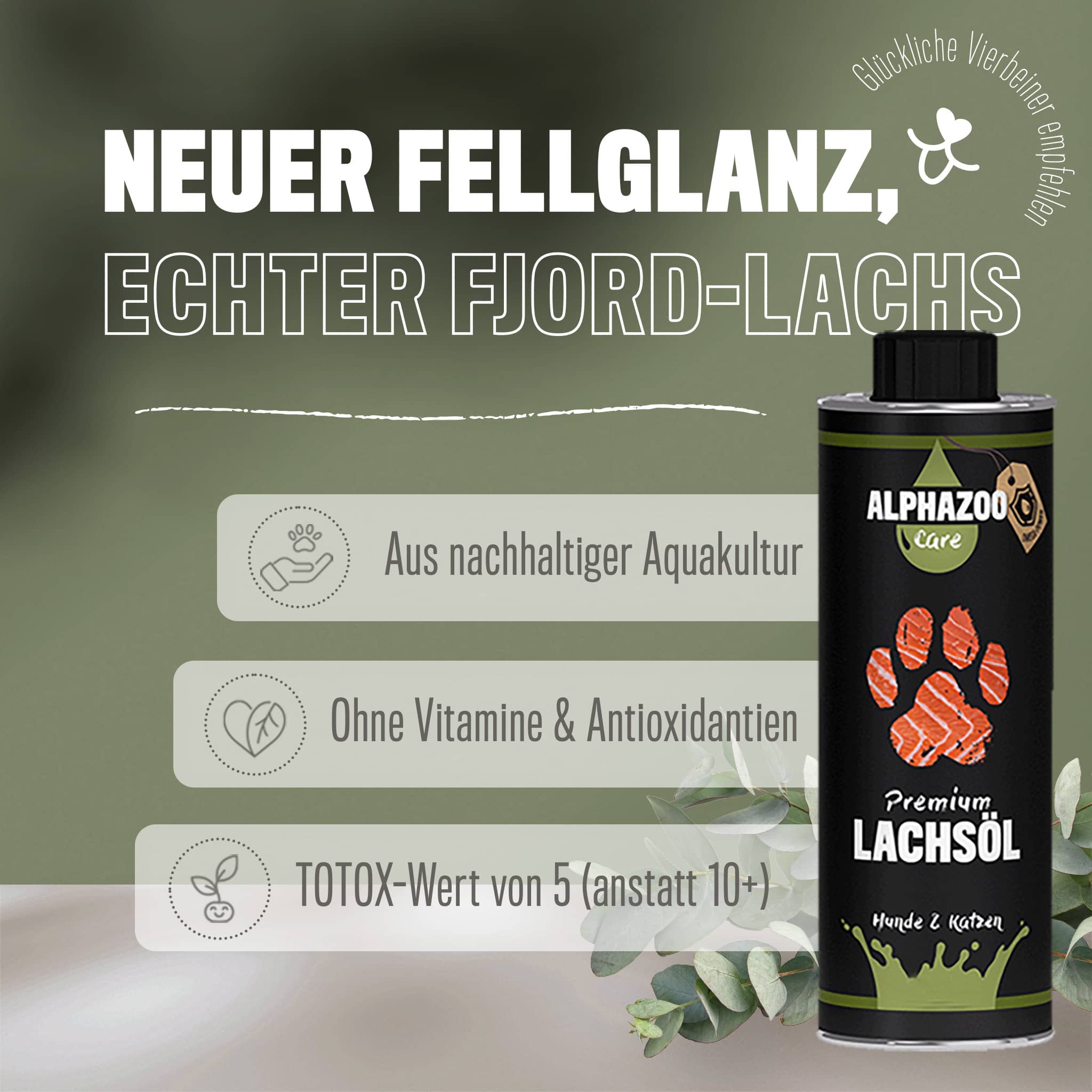 Premium Lachsöl für Hunde & Katzen I Natürliches Omega-3 Fischöl