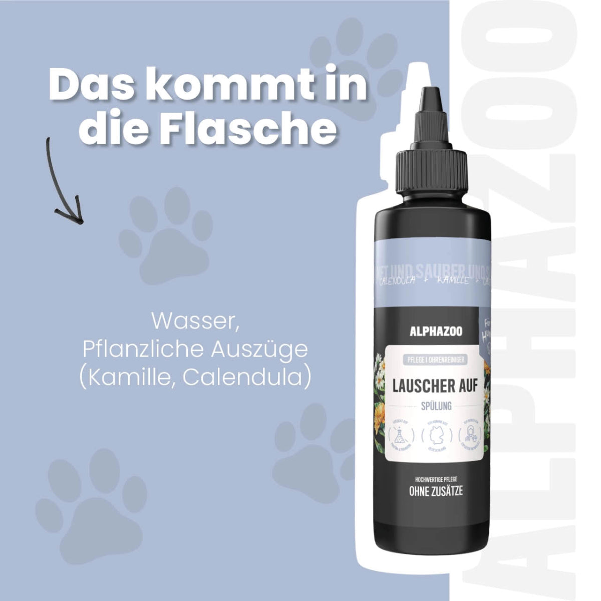 
                      Lauscher-Auf ear cleaner for dogs Lauscher-Auf ear cleaner for dogs – gentle, alcohol-free care with chamomile
                      