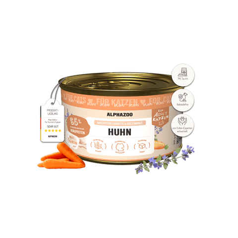 Monoprotein Huhn Nassfutter für Katze alphazoo Monoprotein Huhn mit Lachsöl - Nassfutter für Katzen