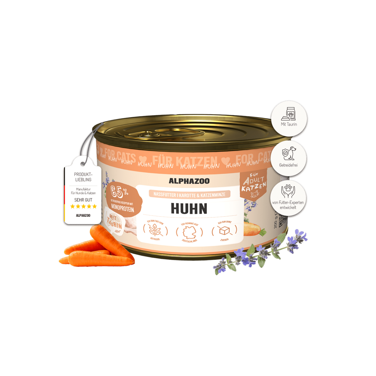 Monoprotein Huhn Nassfutter für Katze alphazoo Monoprotein Huhn mit Lachsöl - Nassfutter für Katzen