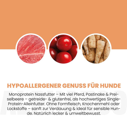 Monoprotein Pferd Nassfutter für Hunde