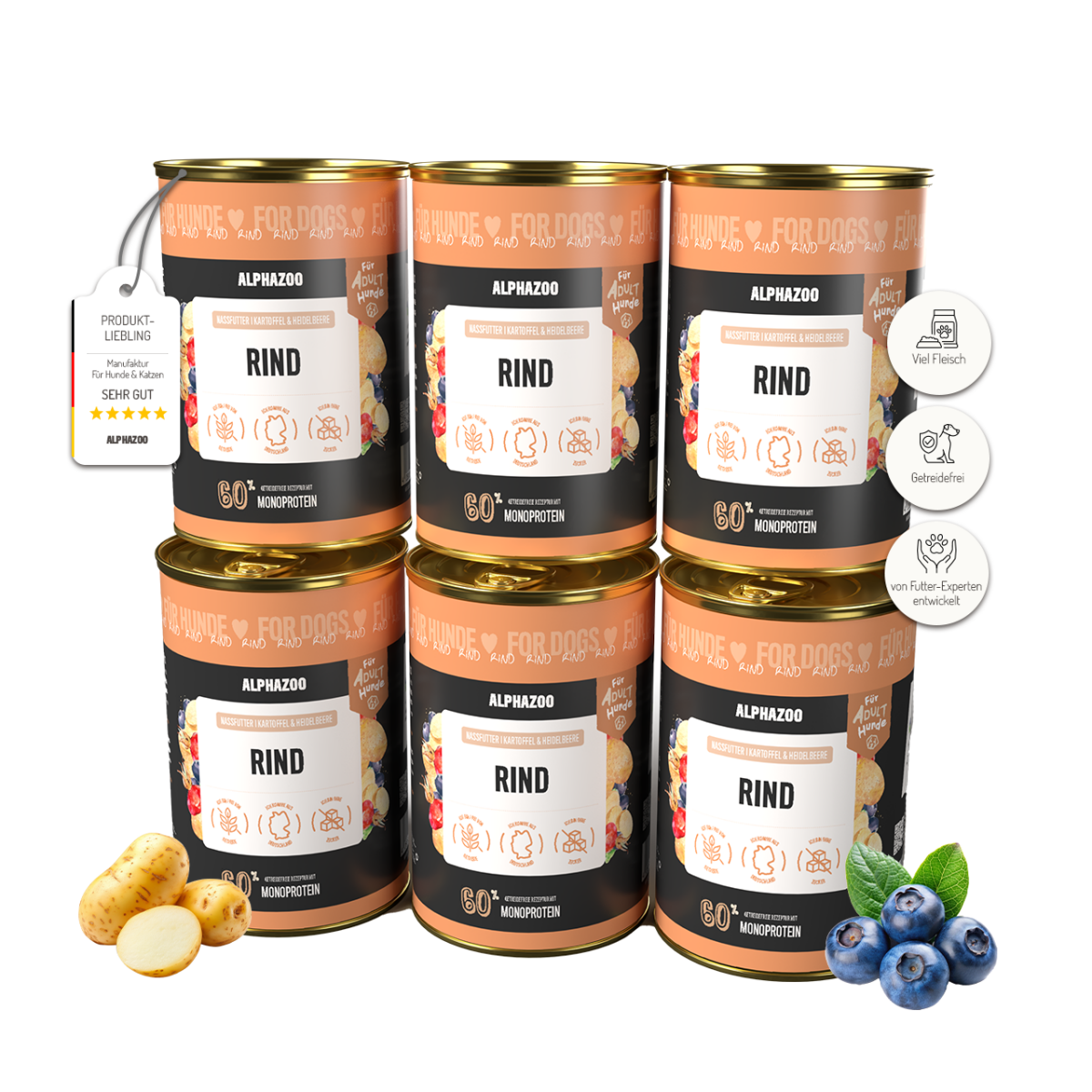 Monoprotein Rind Nassfutter für Hunde